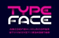 Abstract typeface font. Modern wide letters and numbers.