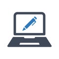 Online article writing icon. vector graphics
