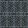 Abstract laced pattern with tangled lines. Light blue lace structure on dark grey background.