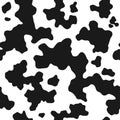 Cow skin texture, spotted pattern, black spots on a white background, animal skin, seamless Vector Royalty Free Stock Photo