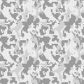 Knitted white monochrome camouflage seamless pattern. Woolen light knitted texture. Winter clothing, printing on fabric. Vector Royalty Free Stock Photo