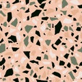 Terrazzo flooring, seamless texture. Floor tile, polished stone pattern. Marble surface background. Vector Royalty Free Stock Photo