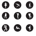 Man and women dance and music icons collection illustration