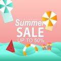 Limited edition summer sale poster promotion with paper cut concept Royalty Free Stock Photo