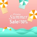 Vector illustration with paper cut concept promo summer sale poster Royalty Free Stock Photo