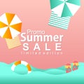 Modern promo summer sale limited edition poster illustration with paper cut concept Royalty Free Stock Photo