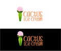 Cactus Ice Cream Logo Vector