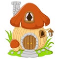 Cartoon fairy house mushroom on a white background Royalty Free Stock Photo