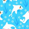 White Dolphins Animal Pattern. Seamless Pattern, Vector Illustration Royalty Free Stock Photo