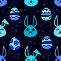 Abstract Cute Bunnies and Easter Eggs, Bunny Animals Pattern.