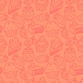 Abtract Sweet Cakes Pattern, Strawberry Cakes Background, Pastry Illustration, Vector Illustration EPS 10. Royalty Free Stock Photo