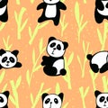 Panda And Bamboo Pattern, China Endemic Animal Pattern, Vector Illustration EPS 10. Royalty Free Stock Photo