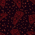 Seamless Abstract Pizza Pattern, Pizza Doodles Illustration, Vector EPS 10.