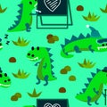 Seamless Cute Crocodiles Animal Pattern, Vector Illustration EPS 10.