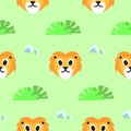 Seamless Cute Lions Animal Pattern, Vector Illustration EPS 10.