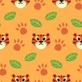 Seamless Cute Tiger Animals Pattern, Vector Illustration EPS 10.