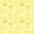 Seamless Food Trucks Pattern, Fast Foods Background, Vector Illustration EPS 10.