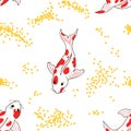 Seamless Koi Fish Pattern, Asia Style, Vector Illustration EPS 10. Royalty Free Stock Photo