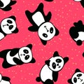 Seamless Panda Animal Pattern, Domestic Animal Pattern, Vector Illustration EPS 10. Royalty Free Stock Photo