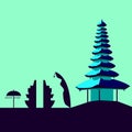 Ulun Danu Beratan Temple Bali Indonesia Vector Illustration EPS 10