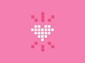 Pixel heart isolated on pink background. Vector illustration. Pixel art style 8-bit. Heart object to use in computer game, website Royalty Free Stock Photo