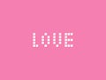 Pixel love lettering isolated on pink background. Vector illustration. Pixel art style 8-bit. love word to use in computer game, w Royalty Free Stock Photo