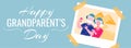 Happy grandparents day colorful horizontal banner template with a photo of smiling grandfather and grandmother in safari