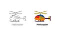 Simple 2d helicopter coloring books