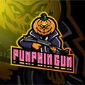 Pumpkin gunners mascot logo design Royalty Free Stock Photo