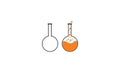 Chemistry beakers with Erlenmeyer flask