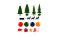 Christmas icons set including trees, ball, Santa Claus hat Royalty Free Stock Photo