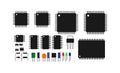 Simple and most used ic chips electronics icon set