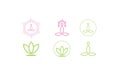 Yoga Logo set abstract Man or woman sitting Lotus pose meditations