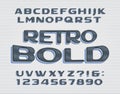Retro Bold alphabet font. Vintage handwritten letters and numbers.