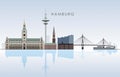 Hamburg city skyline vector illustration