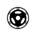 Simple Flat Monochrome bicycle sprocket icon. Chainrings, Bike gear icon. Royalty Free Stock Photo