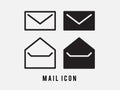 Black line Envelope icon isolated on white background. Email message letter symbol. Set icons in color square buttons. Vector Illu Royalty Free Stock Photo