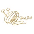 Knitting Logo Design Vector Line Drawing