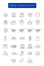 A collection of icons from the elements of men`s fashion items. Vector illustration of a men`s fashion gallery.