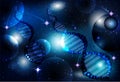 Deoxyribonucleic acid DNA and cosmos sky, vector