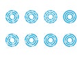 Set of circle technology logo. Letter o icon, Network, internet, computer, communication symbol. Stock illustration. Royalty Free Stock Photo