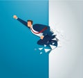 Businessman breakthrough the wall to successful vector illustration