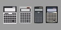 Calculator icon set on grey background. Royalty Free Stock Photo