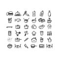 Restaurant and Food Line out Icons set Contains such Icons as Fast Food Vector Royalty Free Stock Photo