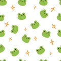 Seamless pattern hand drawn cute frog with pastel background. for fabric print Royalty Free Stock Photo