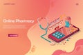 Online Pharmacy isometric illustration Smartphone.