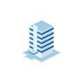 Long pillar business tower building - tower, apartment, urban constructions, city scape - 3d isometric building Royalty Free Stock Photo