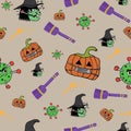 A seamless COVID-19 themed halloween vector Royalty Free Stock Photo