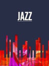 Jazz music background with colorful piano keys vector illustration. Artistic music festival poster, live concert, creative banner Royalty Free Stock Photo