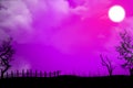 Happy halloween background.Spooky graveyard and haunted house at night . Horror moon, bats and graves .Vector illustration Royalty Free Stock Photo
